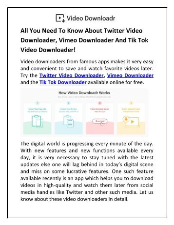 Have Your Tried The Twitter Video Downloader Or The Vimeo Downloader Yet?
