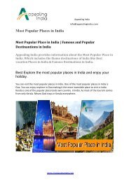 Most Popular Place in India  Famous and Popular Destinantions in India
