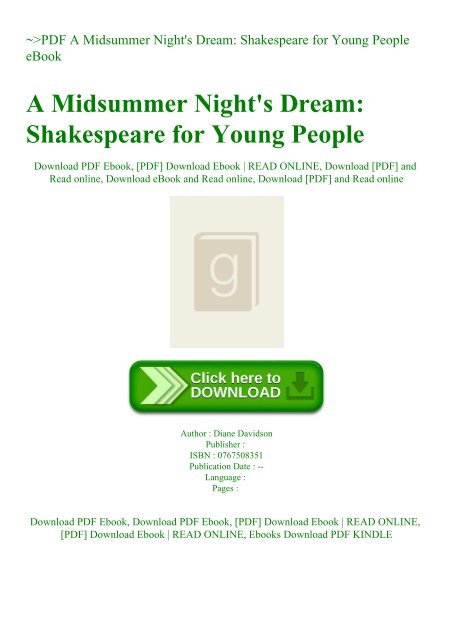 ~PDF A Midsummer Night&#039;s Dream Shakespeare for Young People eBook
