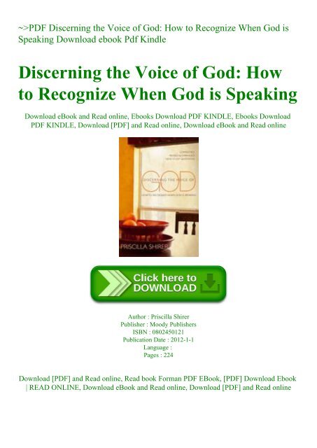 ~PDF Discerning the Voice of God How to Recognize When God is Speaking Download ebook Pdf Kindle