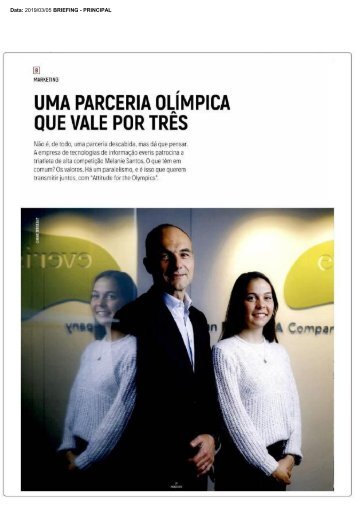 revista briefing - UMA PARCERIA OLIMPICA QUE VALE POR TRÊS