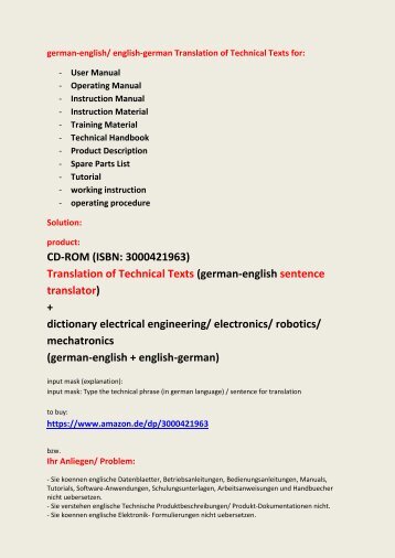 technical manual + sentence translator german-english dictionary