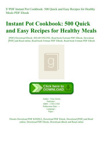 $^PDF Instant Pot Cookbook 500 Quick and Easy Recipes for Healthy Meals PDF Ebook
