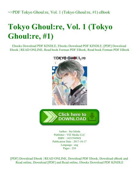 Pdf Tokyo Ghoulre Vol 1 Tokyo Ghoulre 1 Ebook