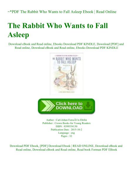 ~PDF The Rabbit Who Wants to Fall Asleep Ebook  Read Online