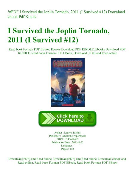 !#PDF I Survived the Joplin Tornado  2011 (I Survived #12) Download ebook Pdf Kindle