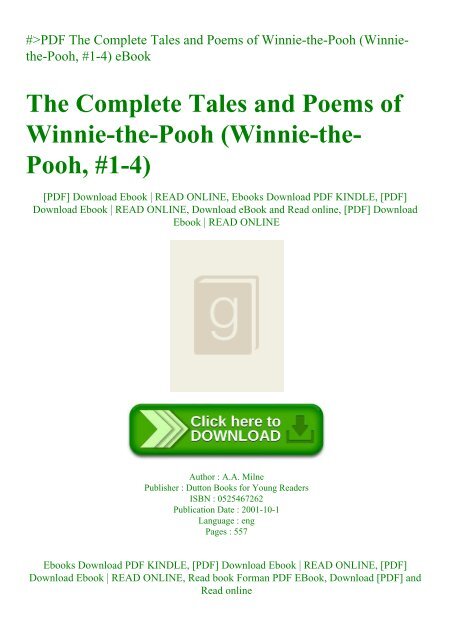 Pdf The Complete Tales And Poems Of Winnie The Pooh Winnie The Pooh 1 4 Ebook