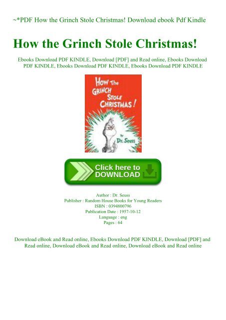 PDF How the Grinch Stole Christmas! Download ebook Pdf Kindle