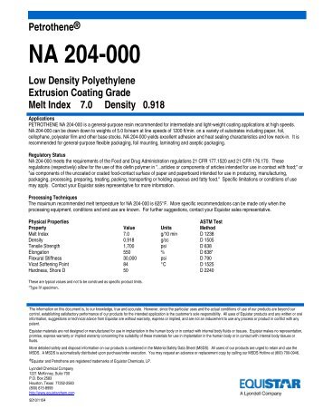 Petrothene® NA 204-000 Low Density Polyethylene Extrusion ...
