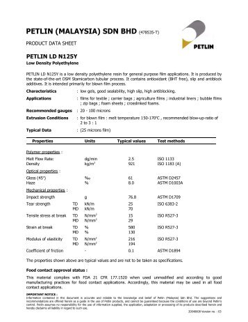 PETLIN (MALAYSIA) SDN BHD (478535 T)