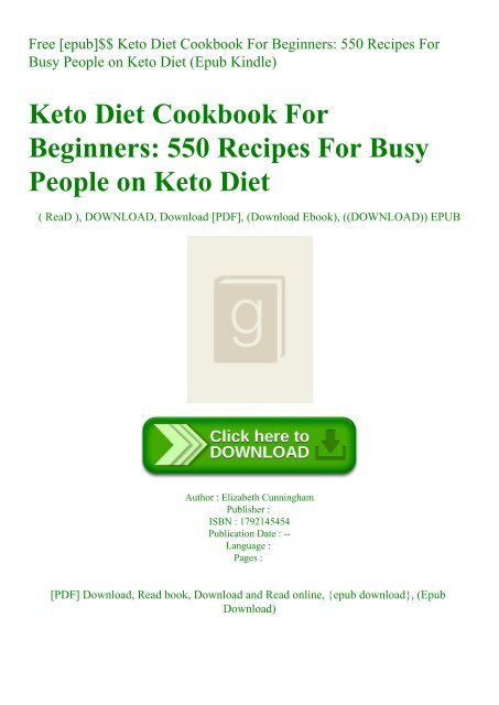 Free Epub Keto Diet Cookbook For Beginners 550 Recipes For Busy People On Keto Diet