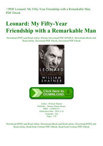 ~!PDF Leonard My Fifty-Year Friendship with a Remarkable Man PDF Ebook