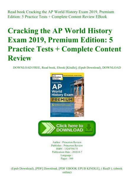 Read book Cracking the AP World History Exam 2019  Premium Edition 5 Practice Tests + Complete Content Review EBook