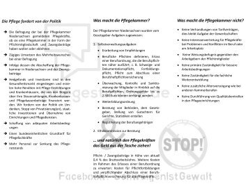 Flyer Nein zur Pflegekammer