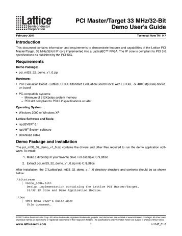 TN1147 - PCI Master/Target 33 MHz/32-Bit Demo User's Guide ...