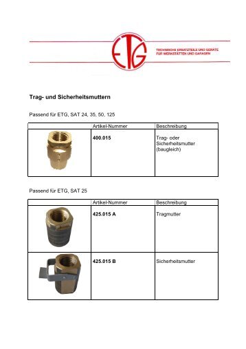 Trag- und Sicherheitsmuttern - ETG Hebebuehnen und Ersatzteile