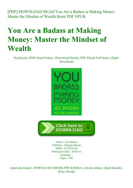 [PDF] DOWNLOAD READ You Are a Badass at Making Money Master the Mindset of Wealth Book PDF EPUB