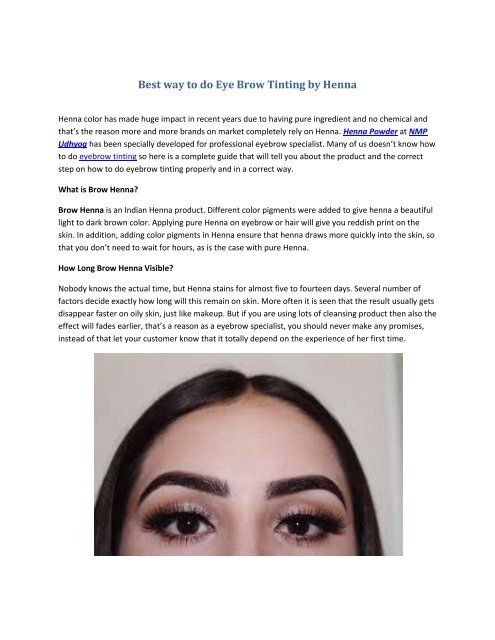 Best way to do Eye Brow Tinting by Henna