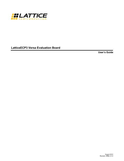 EB62 - LatticeECP3 Versa Evaluation Board User's Guide