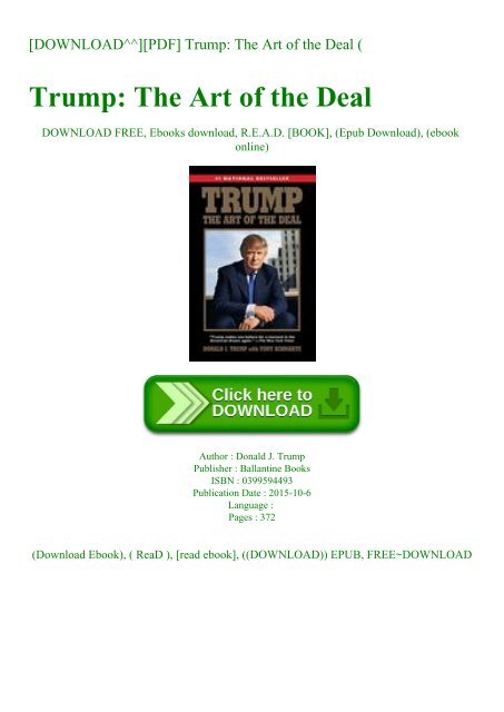 [DOWNLOAD^^][PDF] Trump The Art of the Deal (E.B.O.O.K. DOWNLOAD^