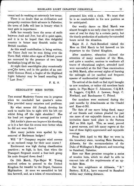 HLI Chronicle 1921 - The Royal Highland Fusiliers