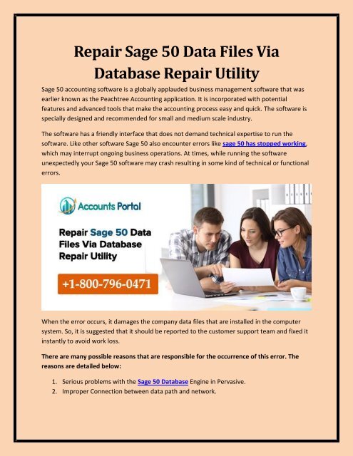 Repair Sage 50 Data Files Via Database Repair Utility