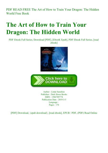 PDF READ FREE The Art of How to Train Your Dragon The Hidden World Free Book