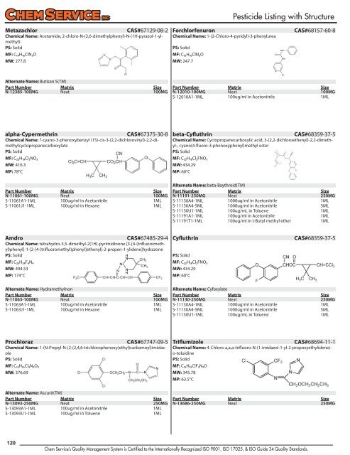 Chem Service Pesticide Catalogue 2019 Update