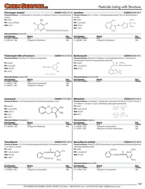 Chem Service Pesticide Catalogue 2019 Update