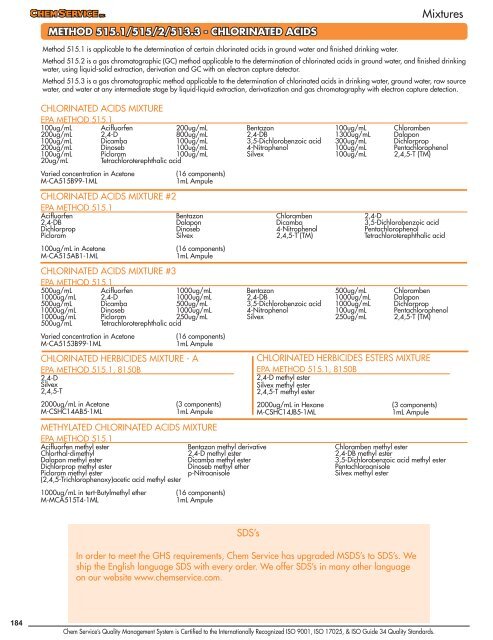 Chem Service Pesticide Catalogue 2019 Update