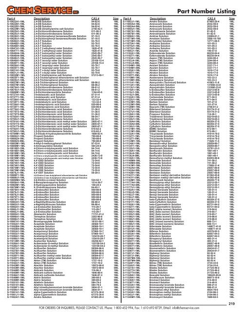 Chem Service Pesticide Catalogue 2019 Update