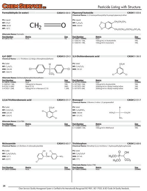 Chem Service Pesticide Catalogue 2019 Update