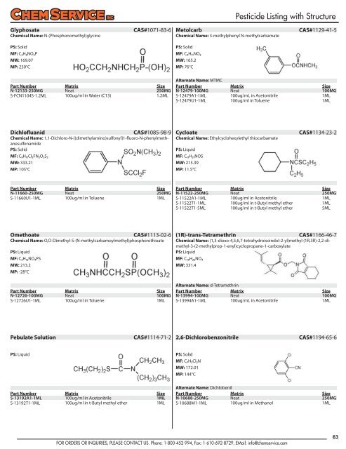 Chem Service Pesticide Catalogue 2019 Update