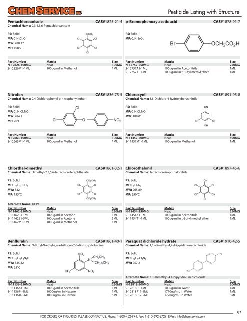 Chem Service Pesticide Catalogue 2019 Update