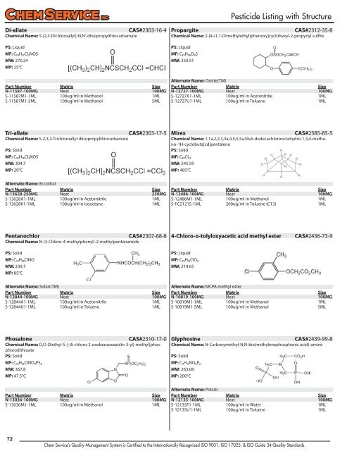 Chem Service Pesticide Catalogue 2019 Update