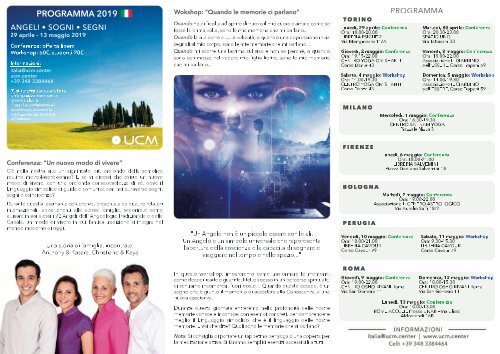 Per la prima volta in Italia: Giro di conferenze: Angeli - Sogni - Segni  