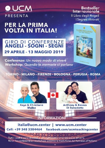 Per la prima volta in Italia: Giro di conferenze: Angeli - Sogni - Segni  