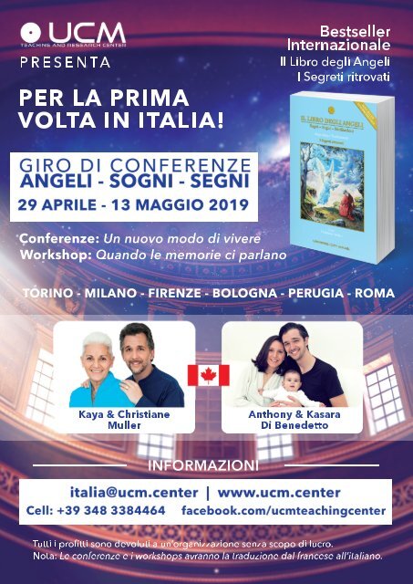 Per la prima volta in Italia: Giro di conferenze: Angeli - Sogni - Segni  