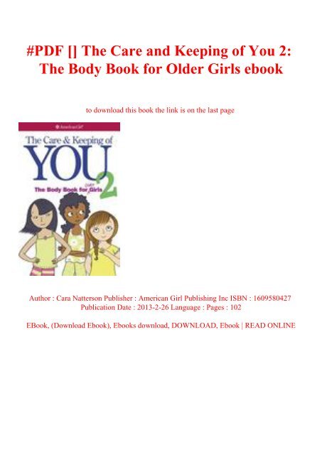 The caring and keeping of you pdf version The caring and keeping of you pdf version