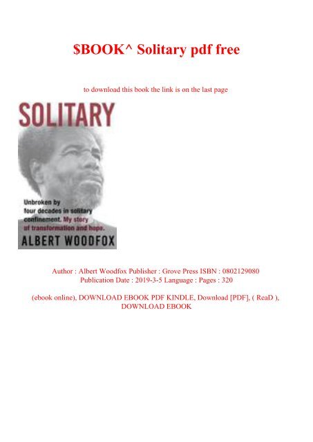 $BOOK^ Solitary pdf free