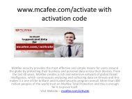 www.mcafee.com/activate with activation code