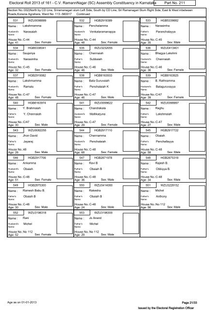 Electoral Roll - 2013