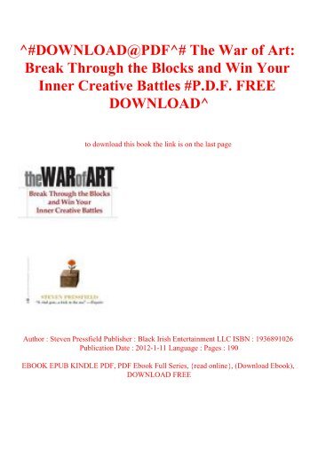 ^#DOWNLOAD@PDF^# The War of Art Break Through the Blocks and Win Your Inner Creative Battles #P.D.F. FREE DOWNLOAD^