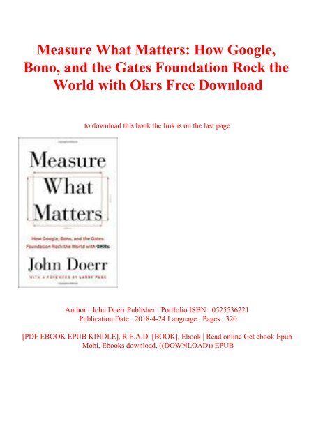 ^R.E.A.D.^ Measure What Matters How Google Bono and the Gates ...
