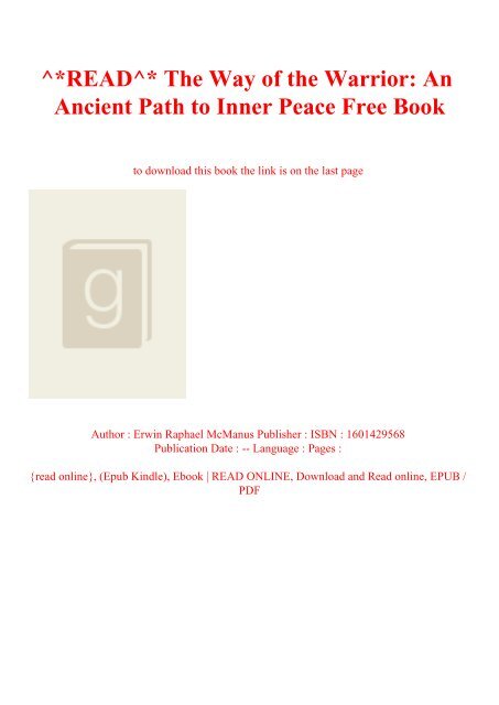 ^READ^ The Way of the Warrior An Ancient Path to Inner Peace Free Book