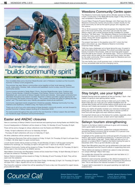 Selwyn Times: April 03, 2019