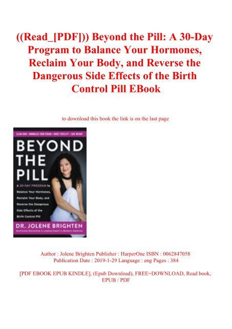 Read Pdf Beyond The Pill A 30 Day Program To Balance Your Hormones Reclaim