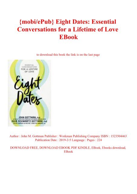 mobiePub} Eight Dates Essential Conversations for a Lifetime of Love EBook