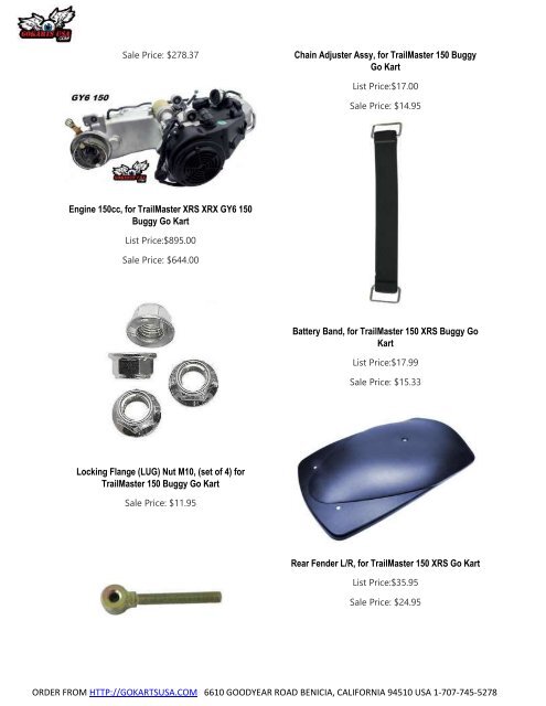 Parts Catalog | for TrailMaster 150 Go Kart | Challenger, Blazer, Kinroad, Roketa