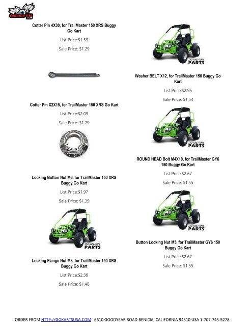 Parts Catalog | for TrailMaster 150 Go Kart | Challenger, Blazer, Kinroad, Roketa